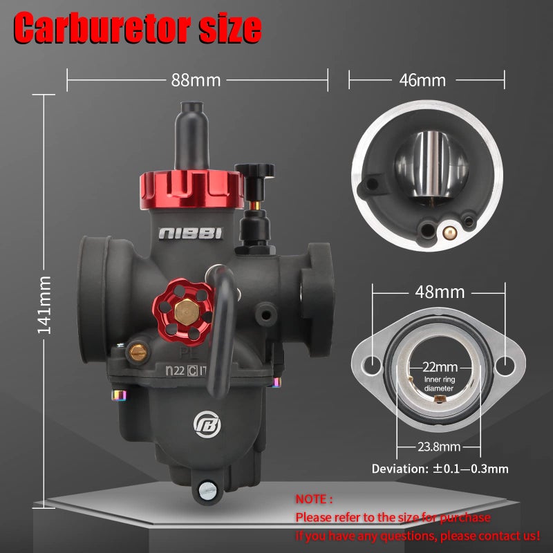 NIBBI PE22 Carburetor with 48mm Air Filters Kit PE22mm FL Motorcycle Carb Fit for 110cc 125cc 130cc Dirt Bike Pit Bike Apollo TaoTao Lifan Kayo Honda SSR Motor Predator212 - Image 2